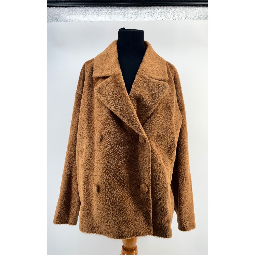 Eileen Fisher Double Breasted Coat Jacket Wool Blend Brown Women's XL‎ Alpaca